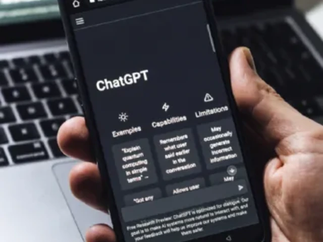 Close up photo of phone using ChatGPT
