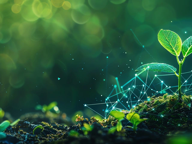 plant growing with data