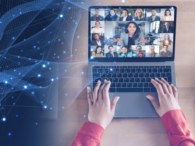 woman attending webinar about ai