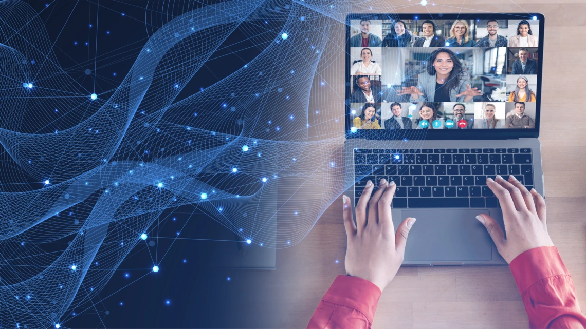 woman attending webinar about ai